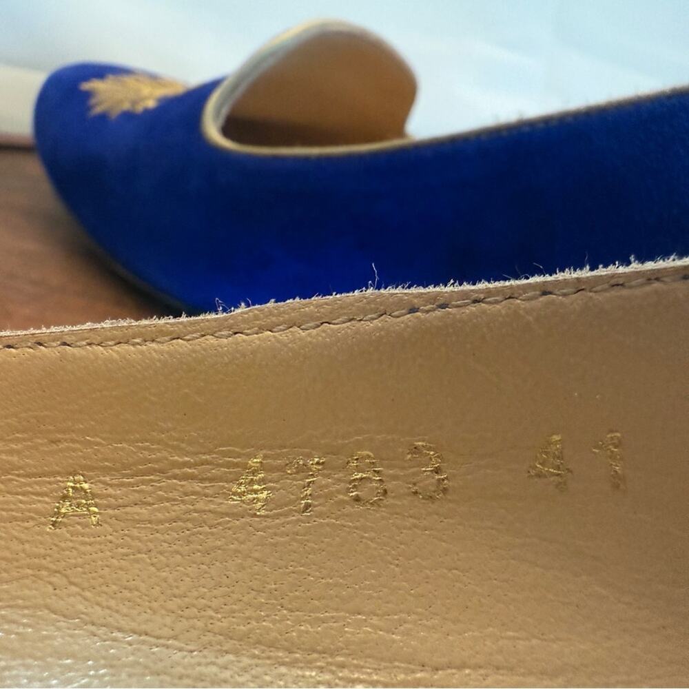 Vesba Cobalt Blue Suede Embroidered Loafers Low Heel EU 41 US 9.5 - Picture 8 of 16